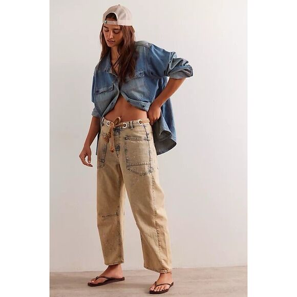Free People We The Free Moxie Pull-On Barrel Jeans